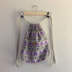 Elephant print draw string bag